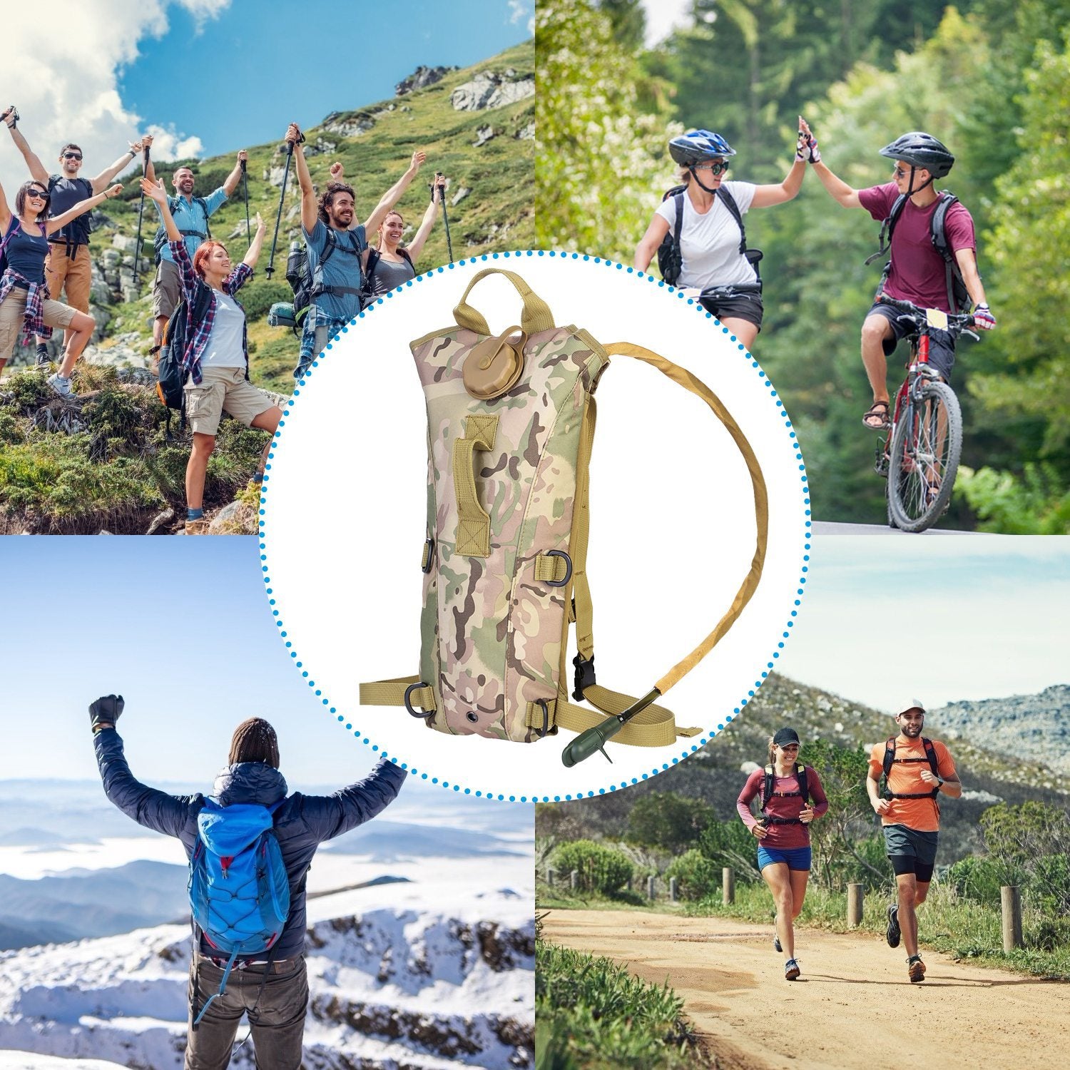 1Pc 3L Tactical Hydration Pack Water Bladder Adjustable Water Drink Backpack For Hiking Cycling Climbing Running