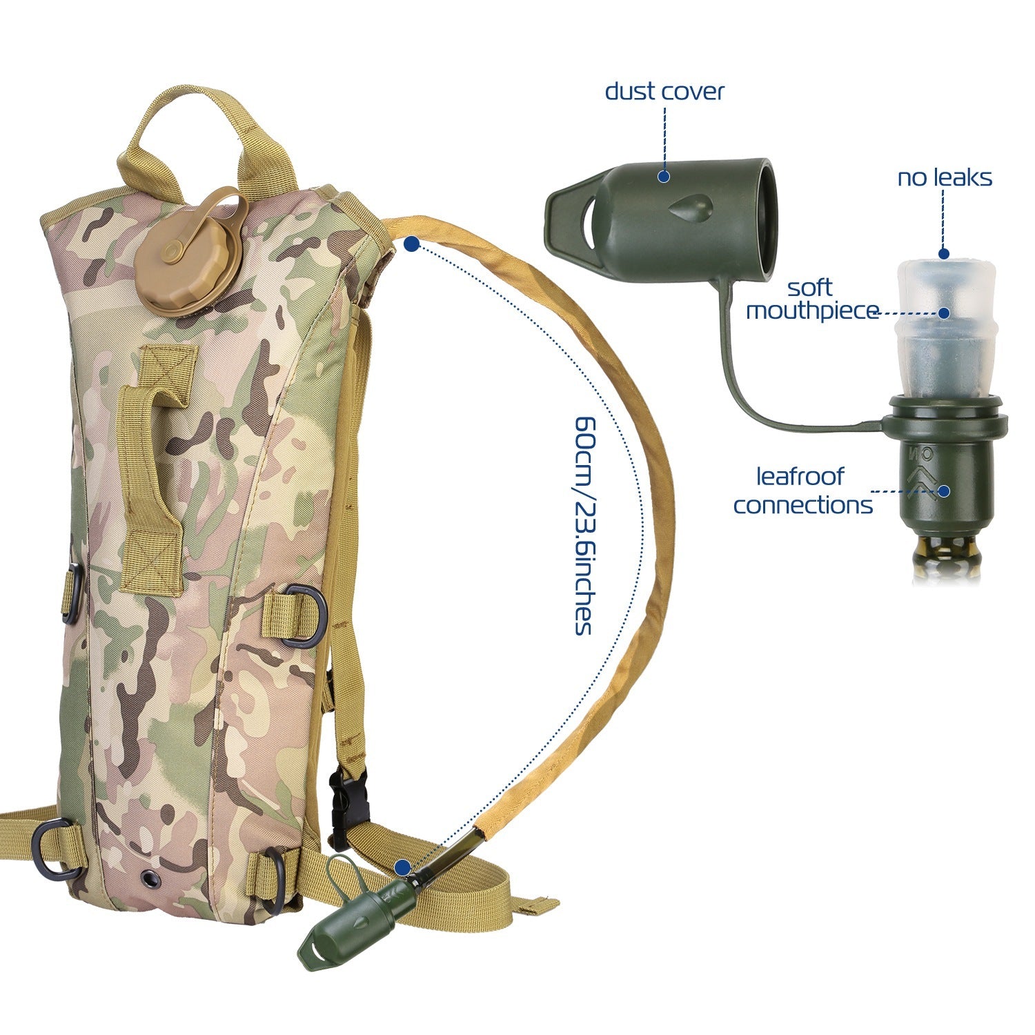 1Pc 3L Tactical Hydration Pack Water Bladder Adjustable Water Drink Backpack For Hiking Cycling Climbing Running