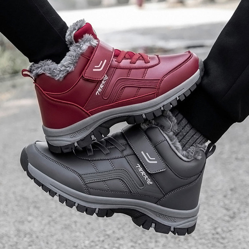 Winter Boots Women Men Warm Plush Velcro Snow