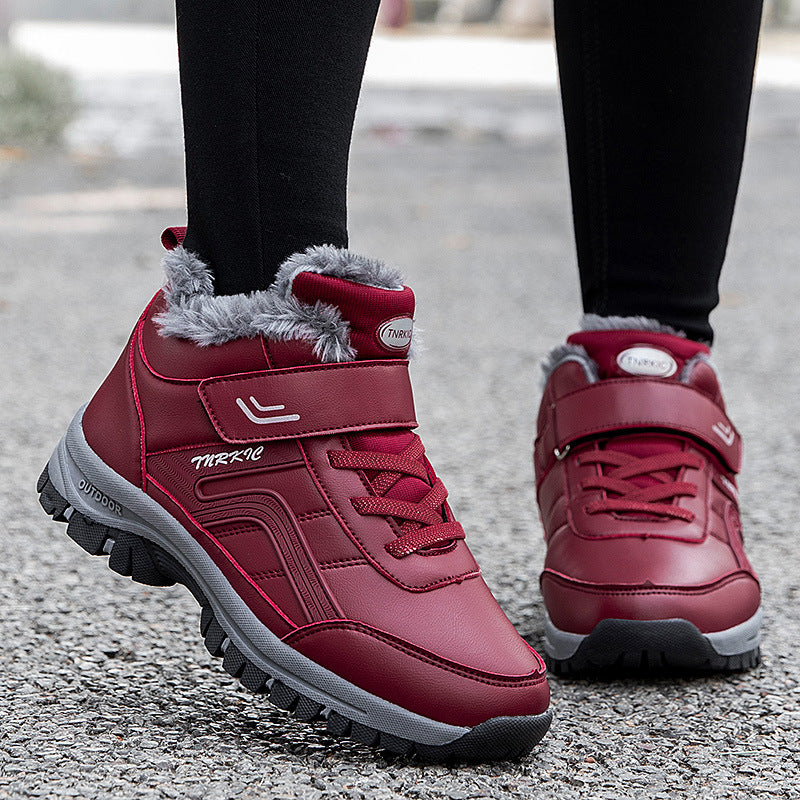 Winter Boots Women Men Warm Plush Velcro Snow