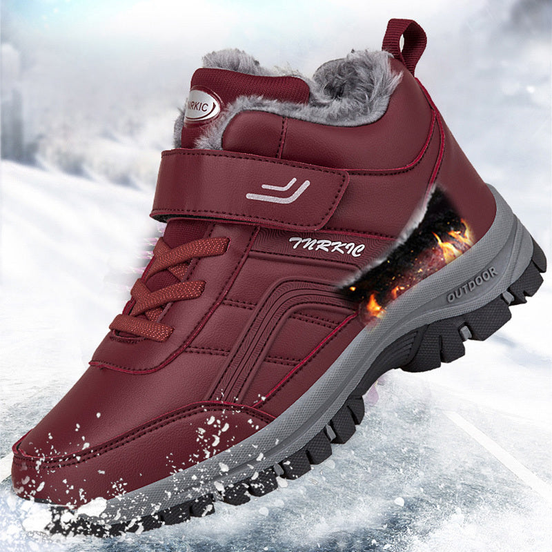 Winter Boots Women Men Warm Plush Velcro Snow