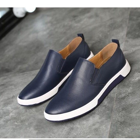 Winter Men Leather Boots Loafers Fashion Warm Cotton