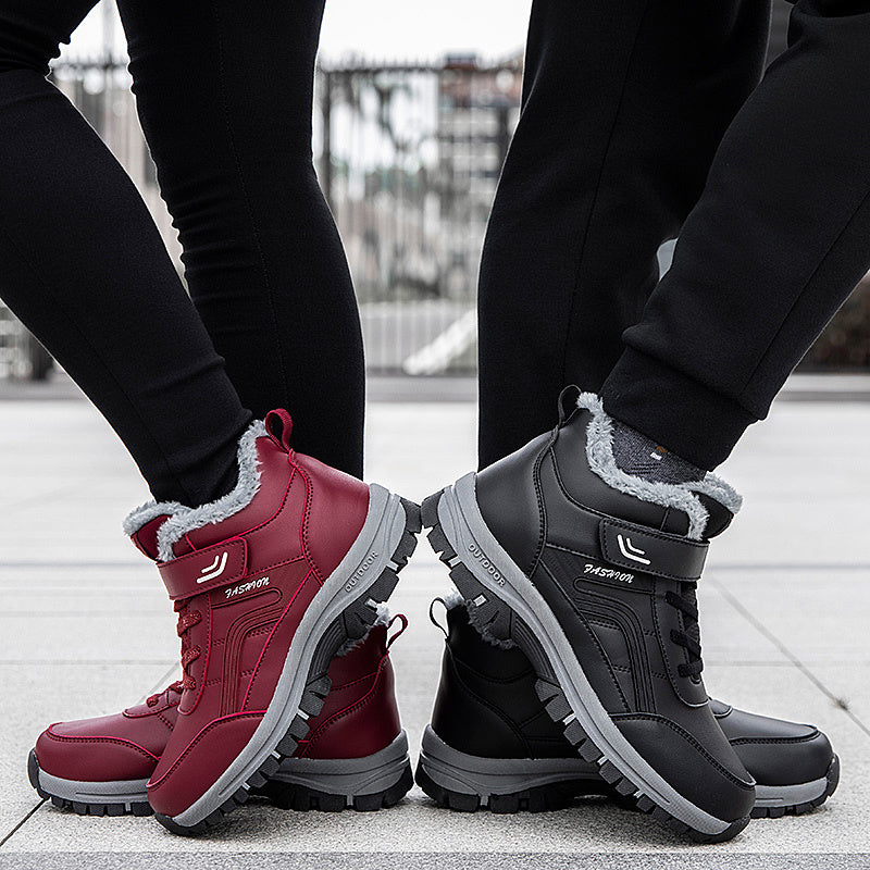 Winter Boots Women Men Warm Plush Velcro Snow