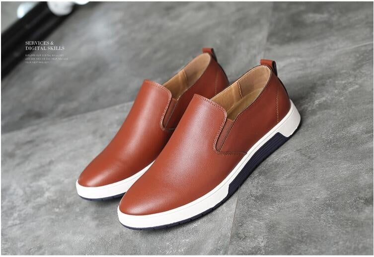 Winter Men Leather Boots Loafers Fashion Warm Cotton