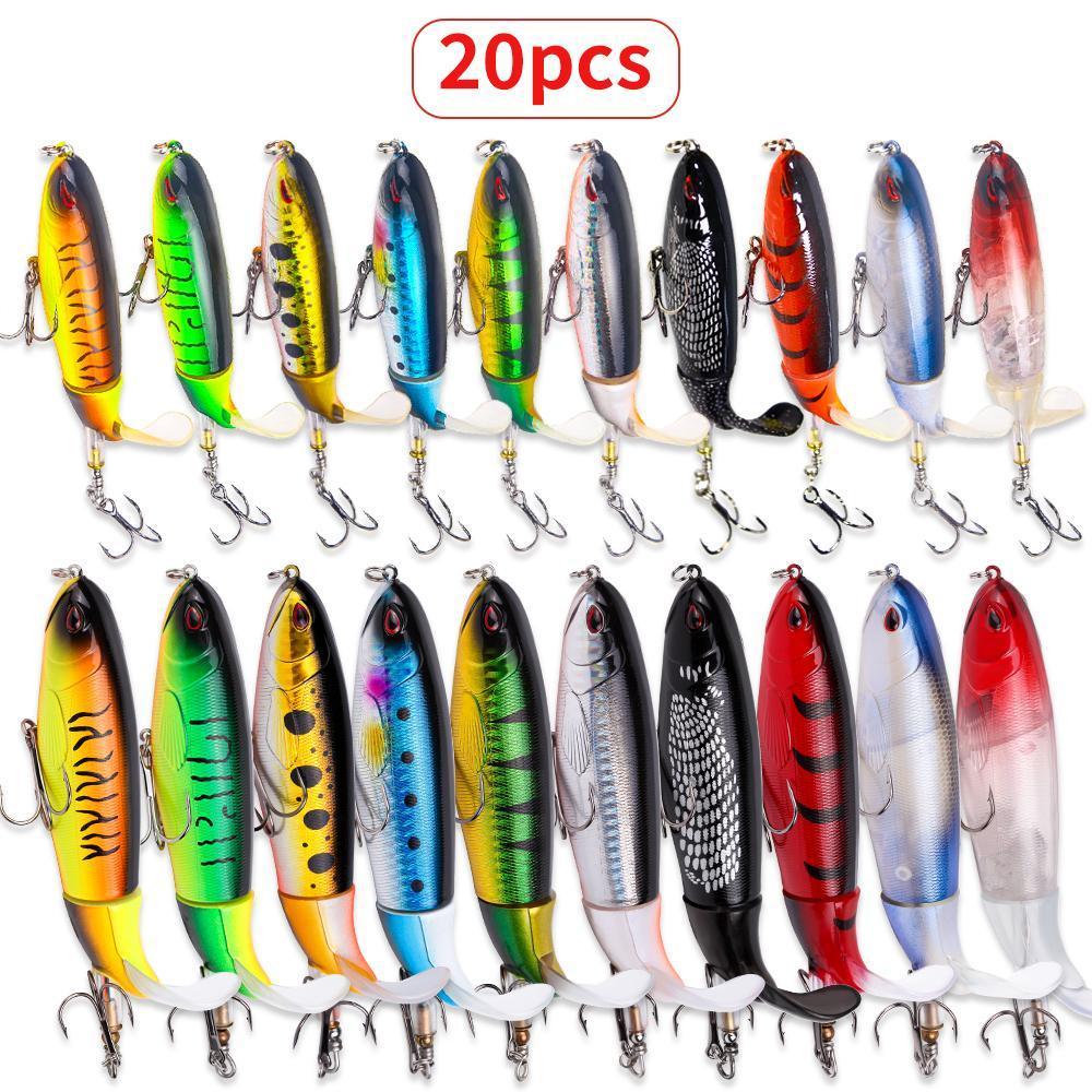20-piece Set 13g 35g Surface Fishing Lure Set 20 Pop-up Lures With 3D Eyes ABS Plastic Hard Bait For Bass And Pike Fishing