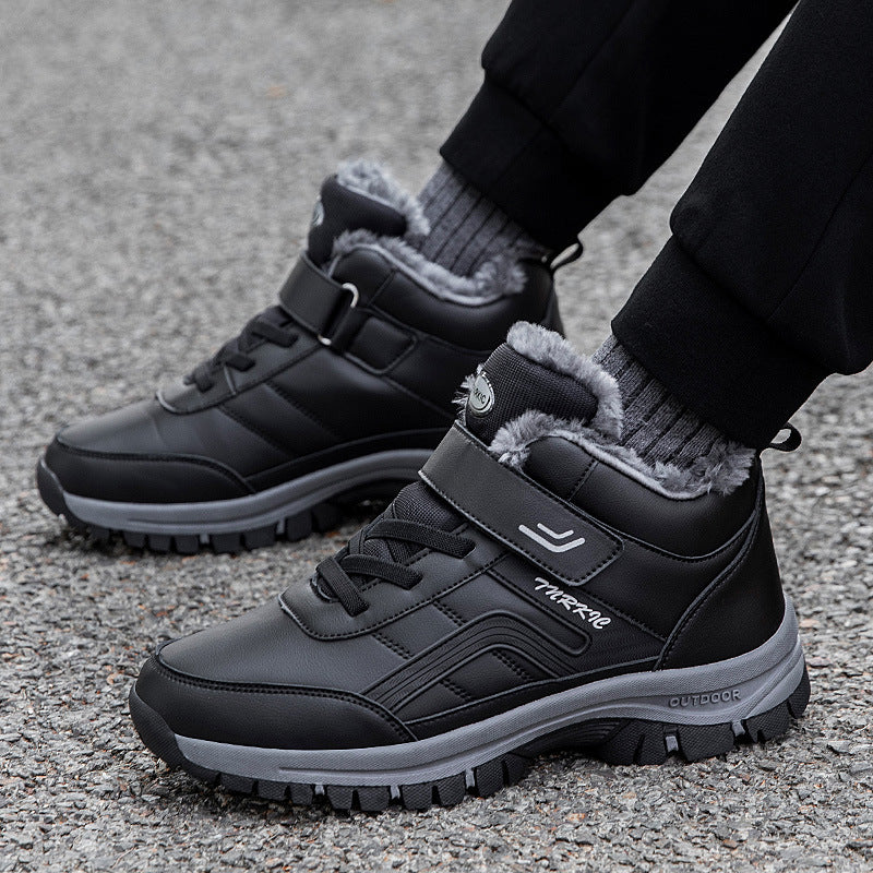Winter Boots Women Men Warm Plush Velcro Snow