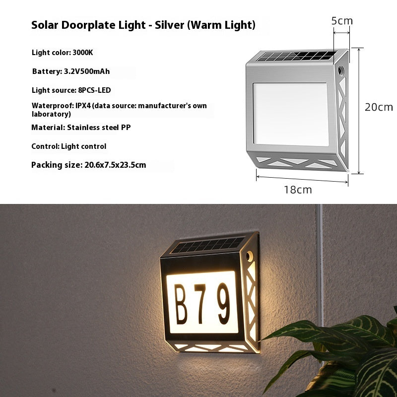 Solar Light Doorplate Outdoor Digital Light