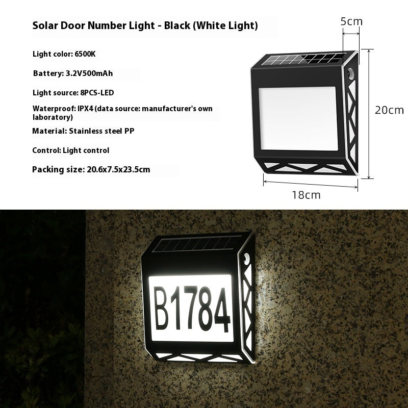 Solar Light Doorplate Outdoor Digital Light