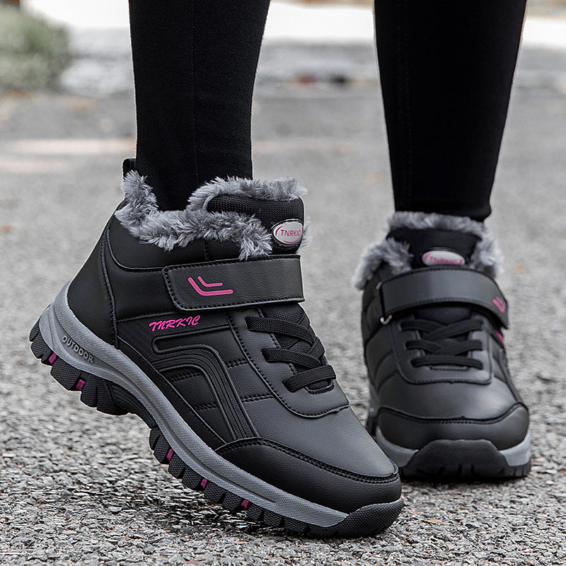 Winter Boots Women Men Warm Plush Velcro Snow