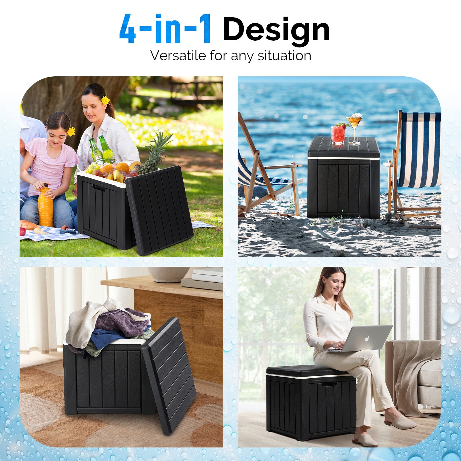 10 Gallon Cooler Side Table, Multi-purpose Ice Cooler Outdoor Cocktail Side Table For Camping, Picnic, Beach, Pool, Party