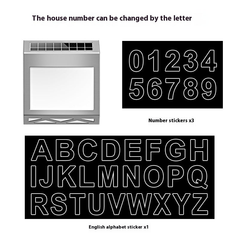 Solar Light Doorplate Outdoor Digital Light