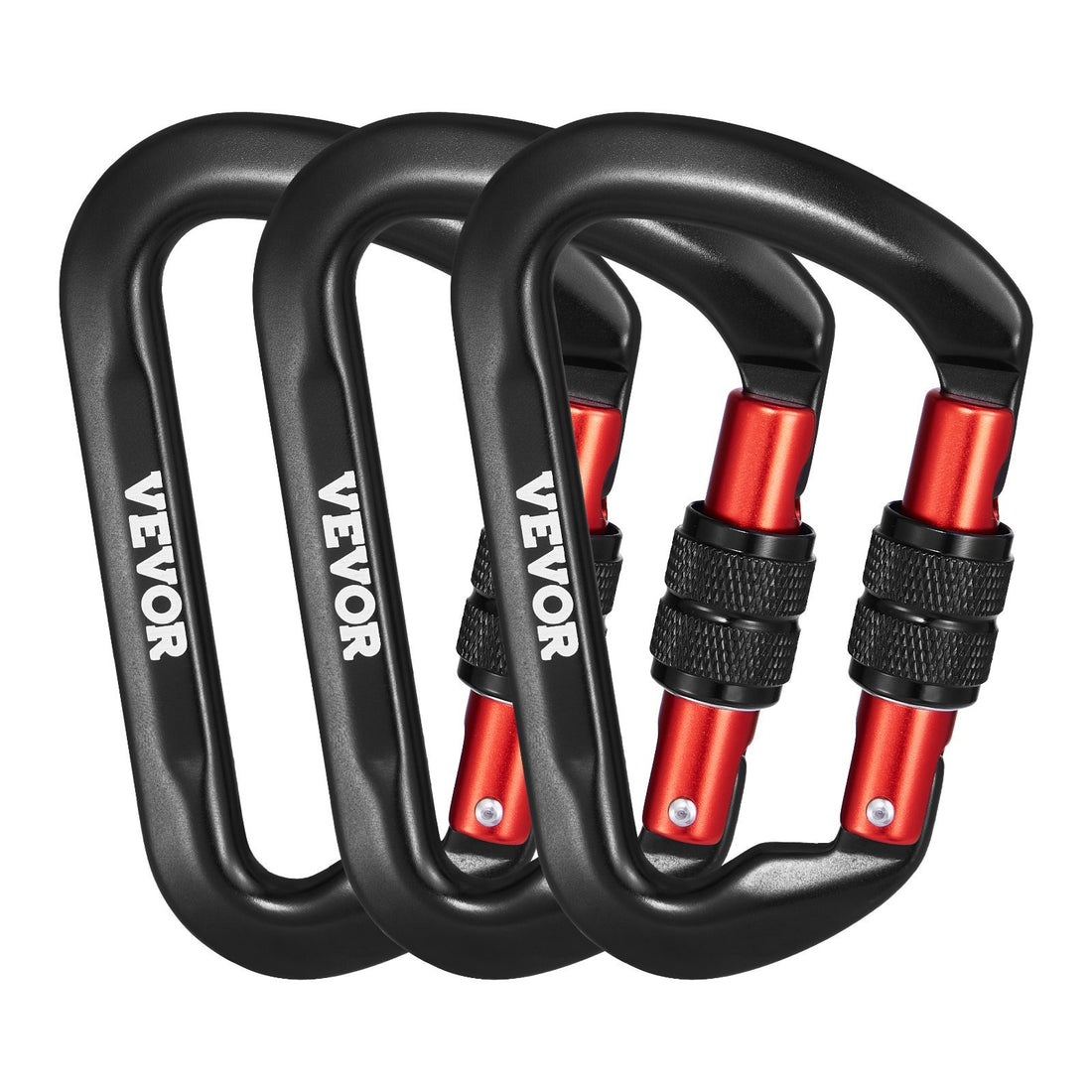 Climbing Carabiner Clips, 3 PCS Heavy Duty Caribiner, Professional 30 KN  6744 Lbs Spindle Strength, Large D-Shaped For Hiking,Rappelling,Rescue,Dog Leash,Hammocks, Swings