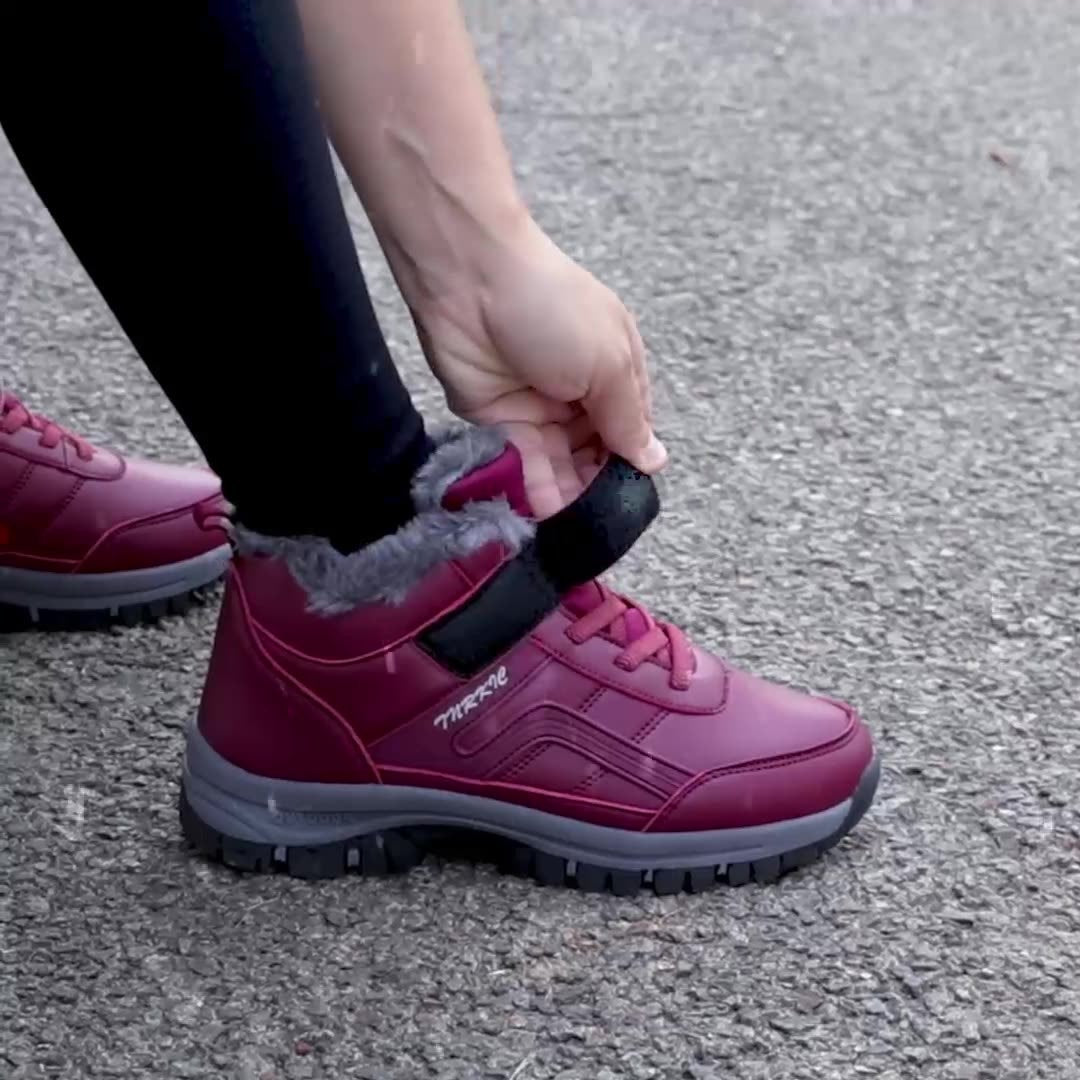 Winter Boots Women Men Warm Plush Velcro Snow