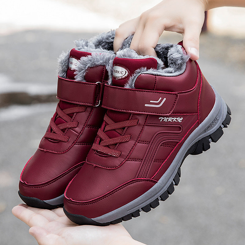 Winter Boots Women Men Warm Plush Velcro Snow