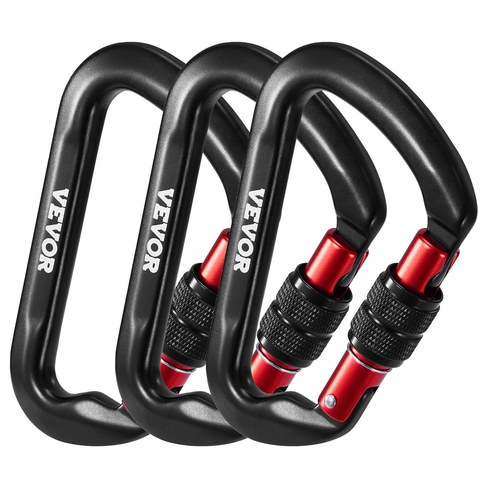 Climbing Carabiner Clips, 3 PCS Heavy Duty Caribiner, Professional 30 KN  6744 Lbs Spindle Strength, Large D-Shaped For Hiking,Rappelling,Rescue,Dog Leash,Hammocks, Swings