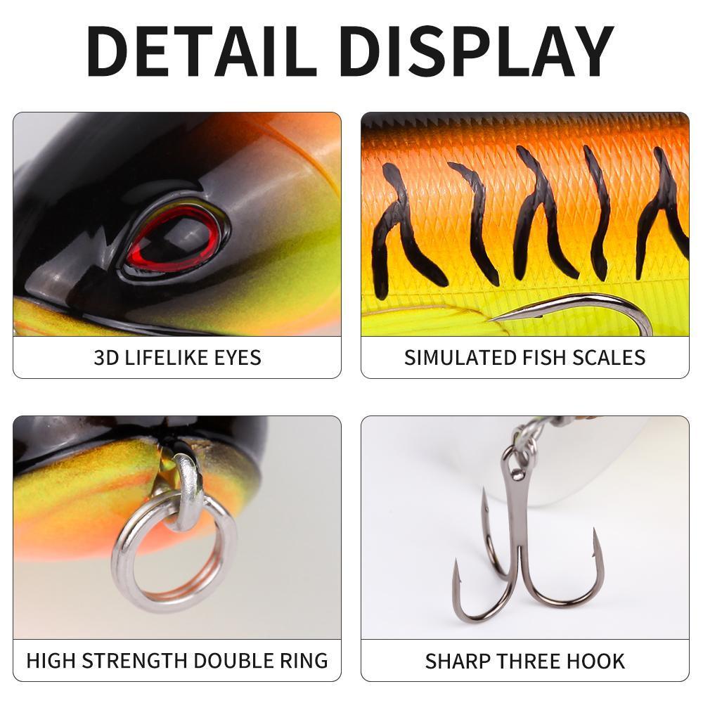 20-piece Set 13g 35g Surface Fishing Lure Set 20 Pop-up Lures With 3D Eyes ABS Plastic Hard Bait For Bass And Pike Fishing