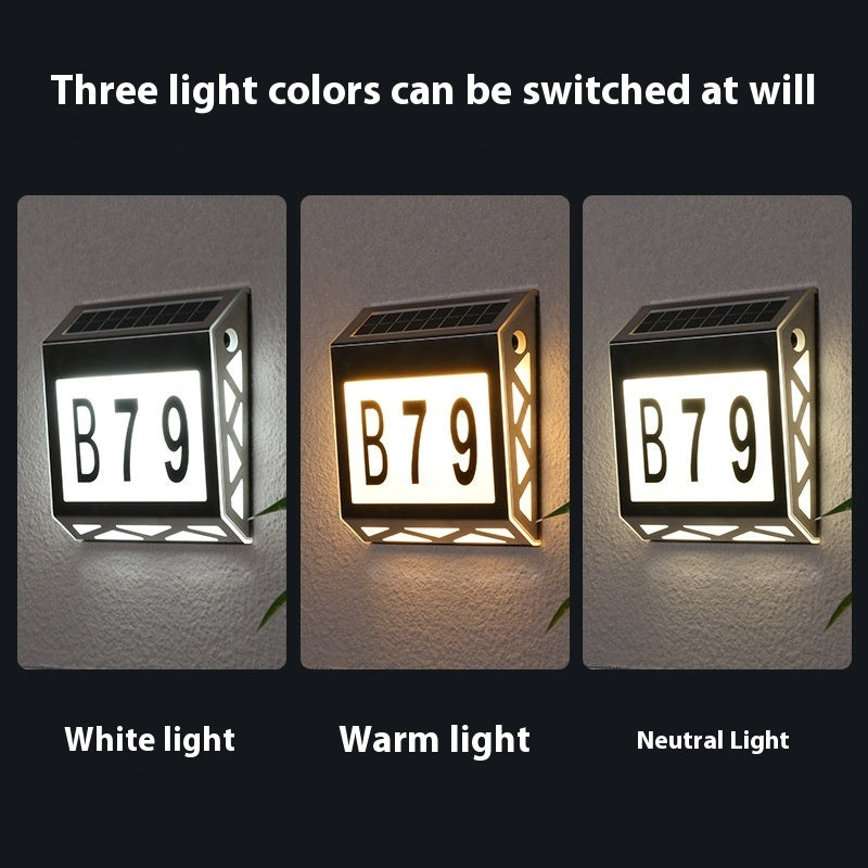 Solar Light Doorplate Outdoor Digital Light