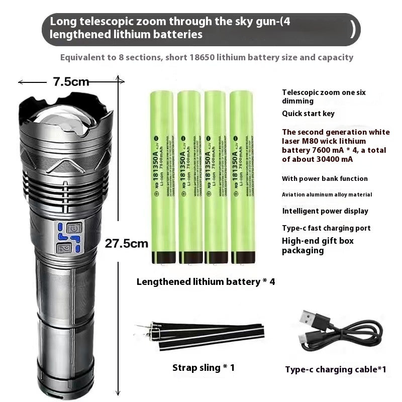 Outdoor Zoom Strong Light Flashlight
